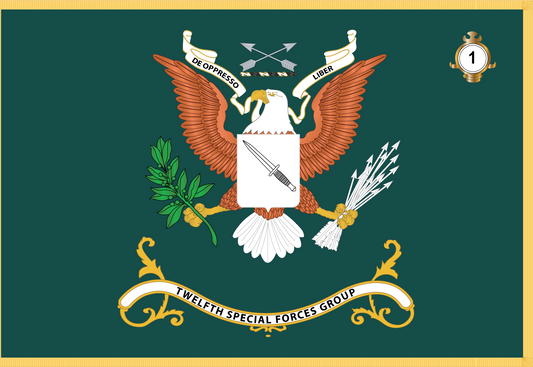 Rectangle Flags - Army - Regimental Colors - 12th Special Forces Group w Background w Fringe - 1st Battalion X 300