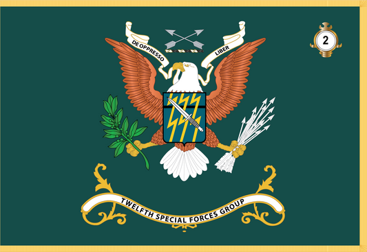 Rectangle Flags - Army - Regimental Colors - 12th Special Forces Group w Background w Fringe - 2nd Battalion w Flash Colors X 300