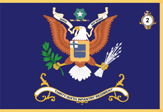Rectangle Flags - Army - Regimental Colors - 36th Infantry Regiment  - DEEDS NO WORDS - 2nd Battalion X 300