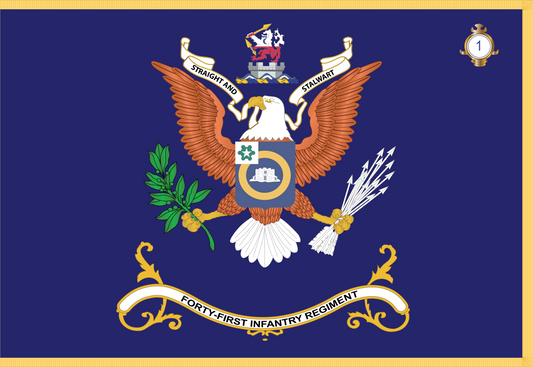Rectangle Flags - Army - Regimental Colors - 41st Infantry Regiment  - STRAIGHT AND STALWART - 1st Battalion