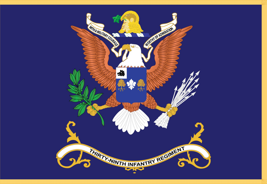 Rectangle Flags - Regimental Colors - 39th Infantry Regiment  - WITH A MILITARY COURAGE WORTHY OF X 300