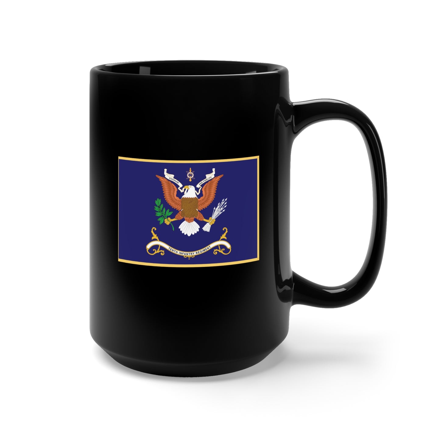 Black Mug 15oz - Regimental Colors  - 10th Infantry Regiment  X 300
