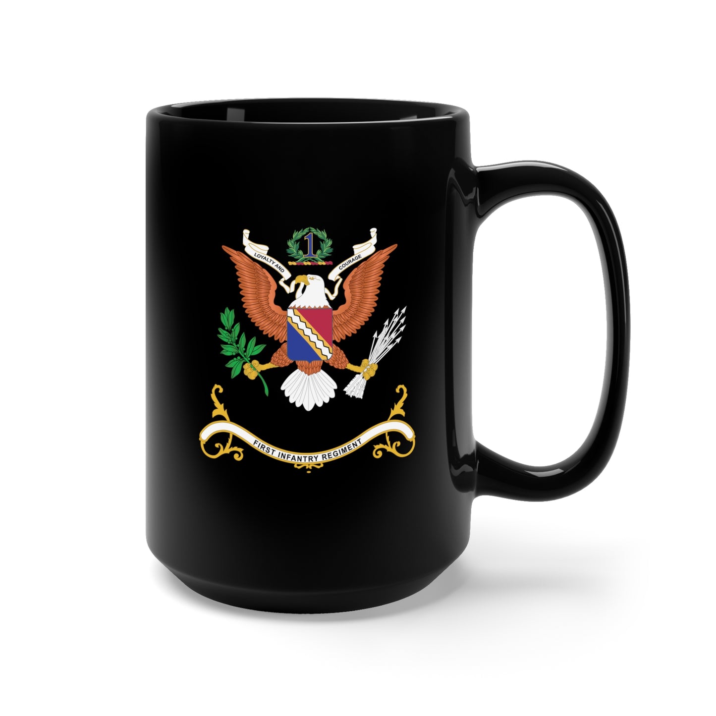 Black Mug 15oz - Regimental Colors  - 1st Infantry Regiment  X 300