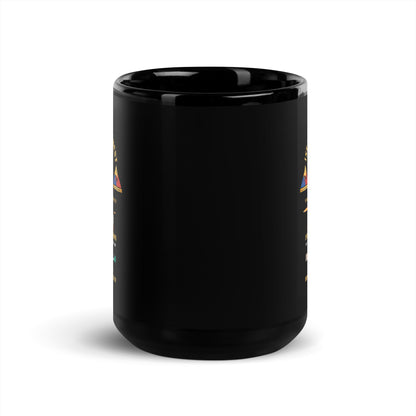 Black glossy mug with 1st Squadron 1st Cavalry Regiment Battle Medina Ridge design - front view